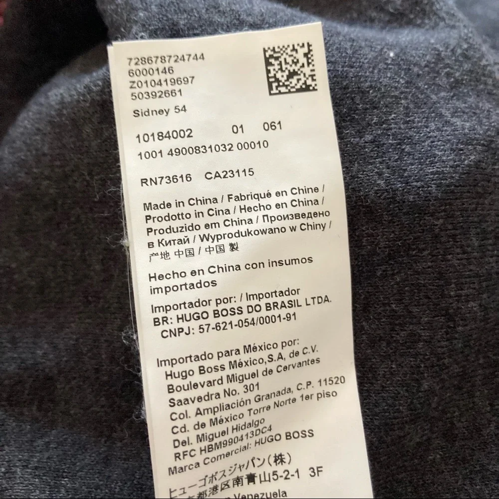 Hugo Boss Zip Neck Long Sleeve Gray Sweater Men’s XL